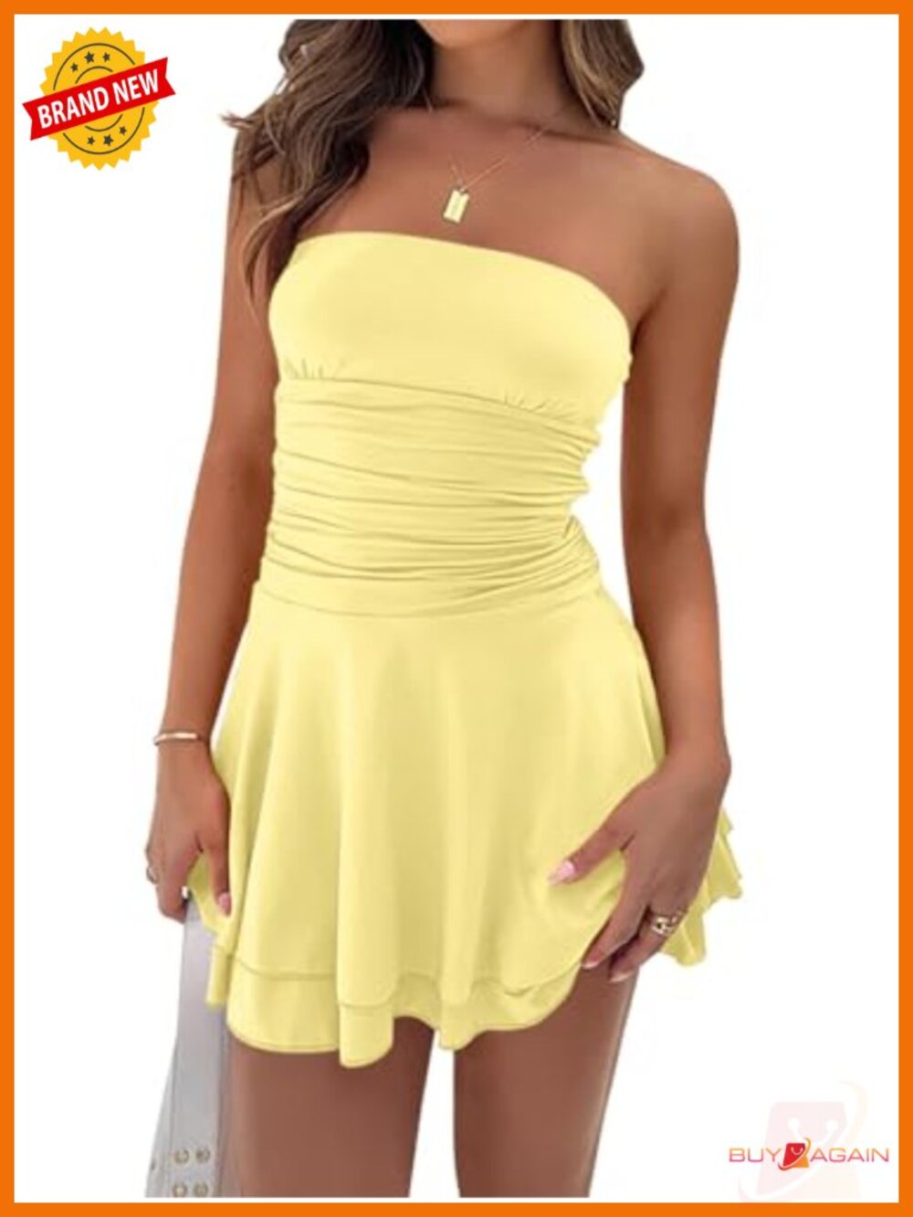 Ruched Strapless Tiered Ruffle Mini Dress Women's Sleeveless Backless